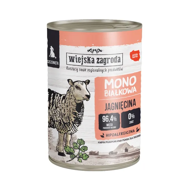 Wiejska Zagroda Dog 12 x 400 g pour chien - Puppy, agneau