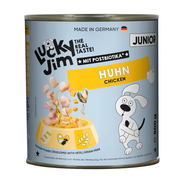 6x800g Lucky Jim Junior poulet nourriture pour chiens humide