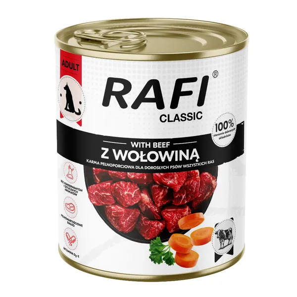 12x800g Rafi Dog Classic boeuf nourriture pour chiens