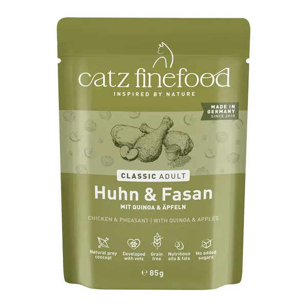 16x85g Lot économique catz finefood poulet et faisan - Pâtée pour chat