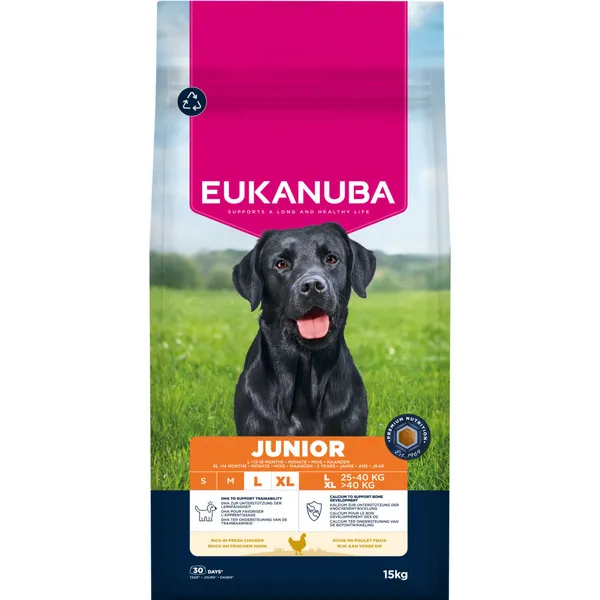15kg Eukanuba Premium Nutrition Junior Large & Giant Breed poulet sec