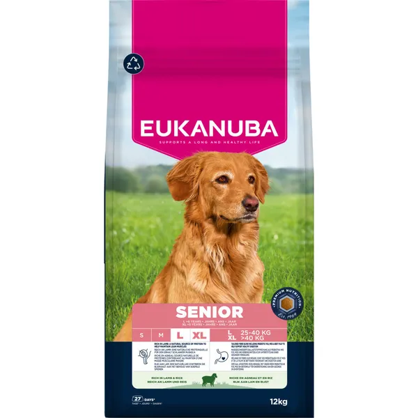 2x12kg Eukanuba Premium Nutrition Senior Large & Giant Breed agneau & riz nourriture sèche pour chiens