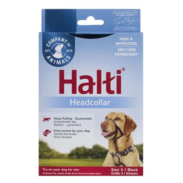 Licol Halti, noir taille 3 doberman, labrador, setter - pour chien