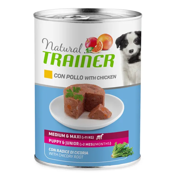 Nourriture humide Natural Trainer medium & maxi Puppy & Junior au poulet