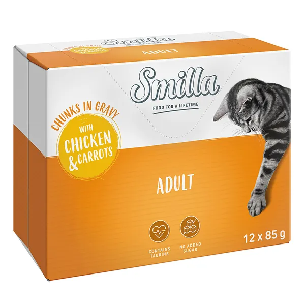 Lot Smilla Adult Bouchées aux légumes 24 x 85 g pour chat - Adult poulet, carottes