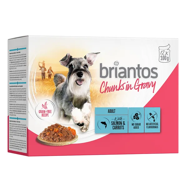 Saumon, carottes Bouchées en sauce Briantos nourriture humide pour chien