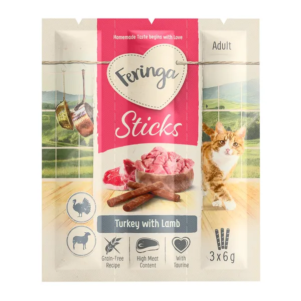 Bâtonnets de 6g Feringa Bâtonnets dinde, agneau - Friandises pour chat