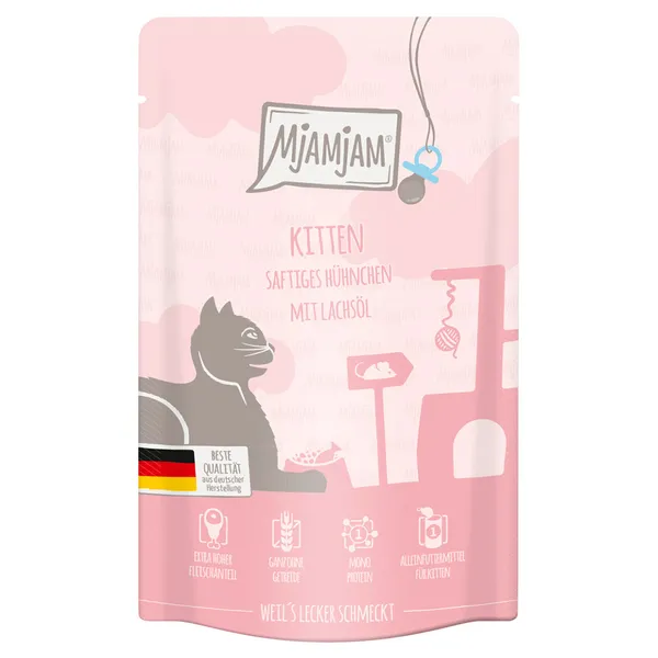MjAMjAM sachet fraîcheur kitten poulet juteux avec huile de saumon nourriture pour chat
