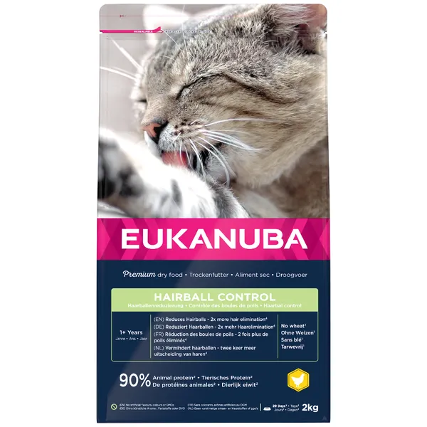 Eukanuba Hairball Control Adult pour chat - 3 x 2 kg
