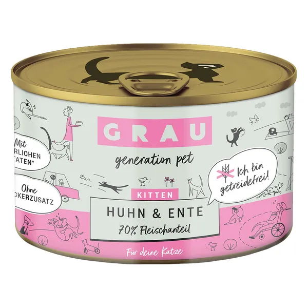 Grau menu gourmand Kitten poulet, canard - Pâtée pour chat