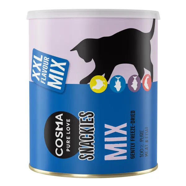 Maxi Tube Cosma Snackies XXL 3x Mix 4 saveurs, 480g - Friandises lyophilisées pour chat