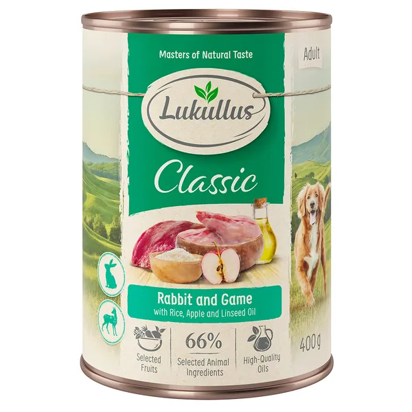 Lot Lukullus Classique 24 x 400 g - Adulte : lapin, gibier