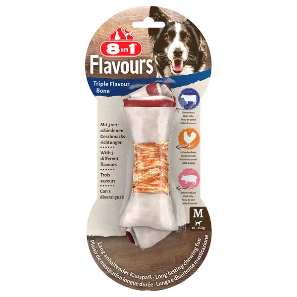 Triple Flavour Os à mâcher M pour chien - 3 x 65 g