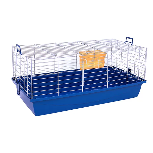 Cage Skyline Maxi XL pour lapin et cochon d'Inde - bleu foncé : L 100 x l 54 x H 44 cm