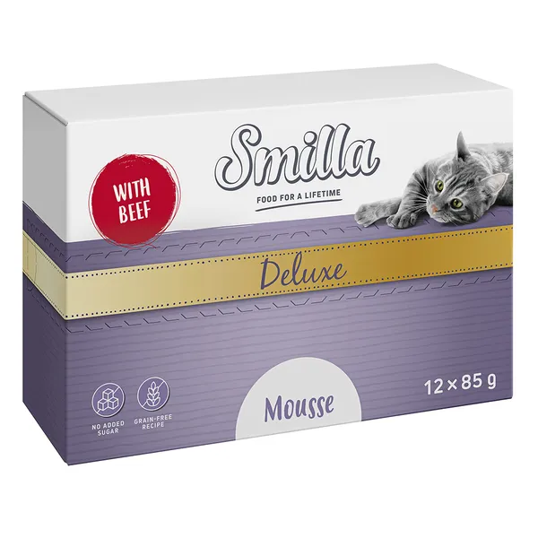 Lot Smilla Deluxe Mousse 24 x 85 g pour chat - bœuf, thym