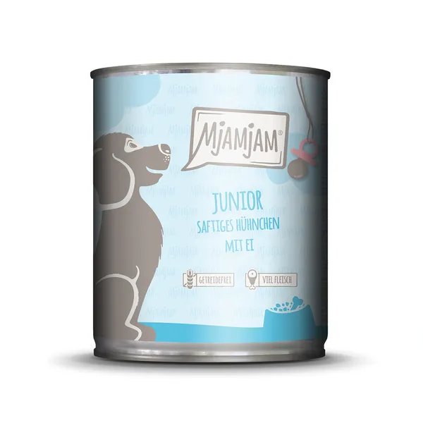 MjAMjAM Junior poulet juteux avec œuf nourriture pour chien humide
