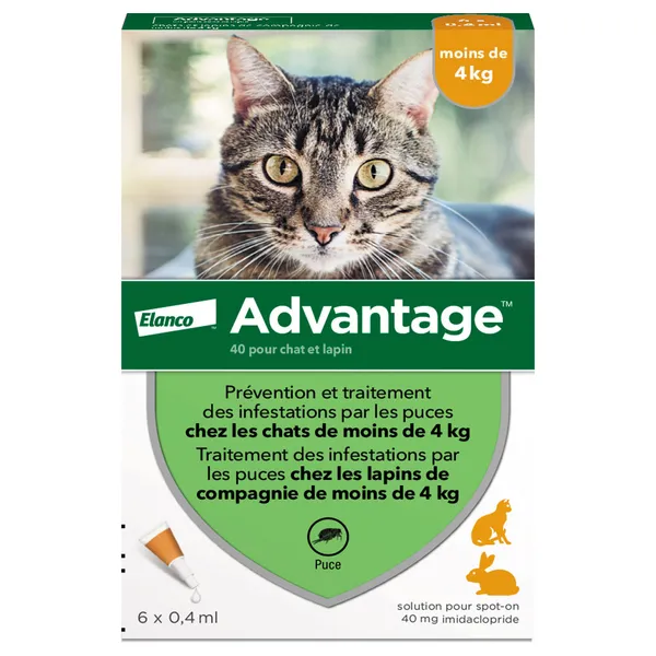 Pipettes Ad-vantage 40 pour chat et lapin de moins de 4 kg