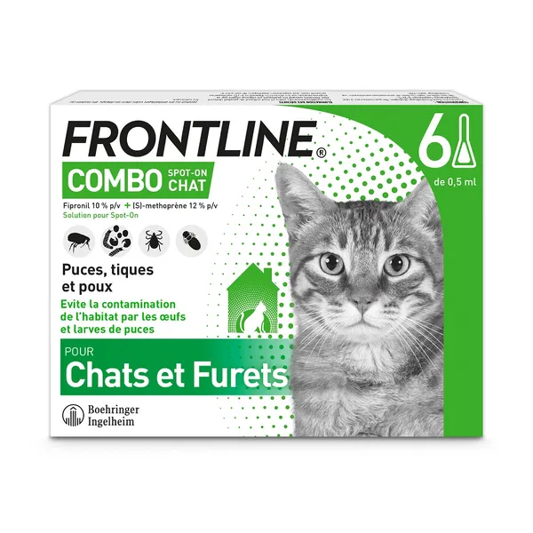 Frontline® Spot-on Chat - 6 pipettes contre puces, tiques et poux