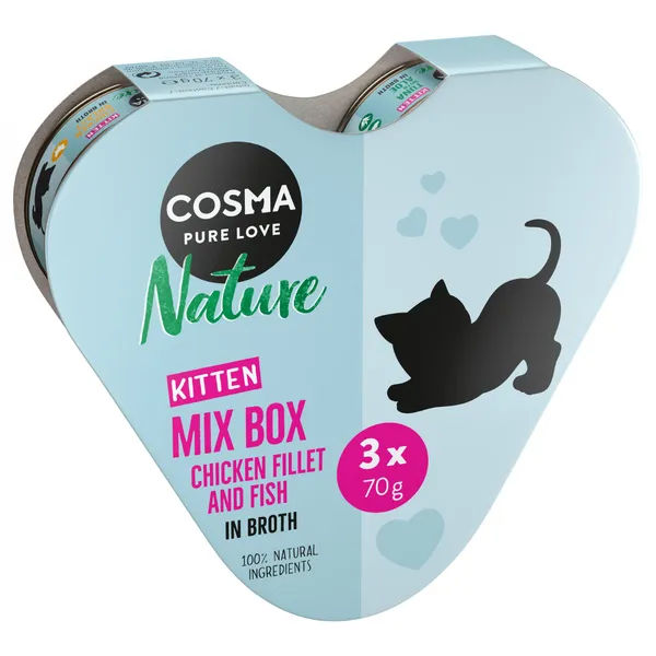 Coffret Cosma Nature Kitten, assortiment 3 saveurs, pour chaton