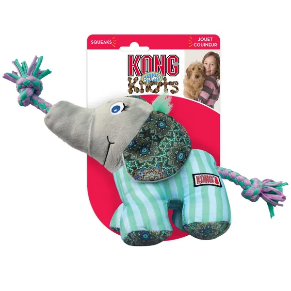 Jouet KONG Knots Carnival Elephant taille S/M: L9xl17xH13cm, pour chien
