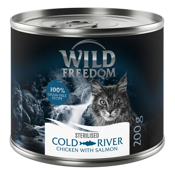 Wild Freedom Adult Sterilised 6 x 200 g - sans céréales pour chat - Cold River - saumon, poulet