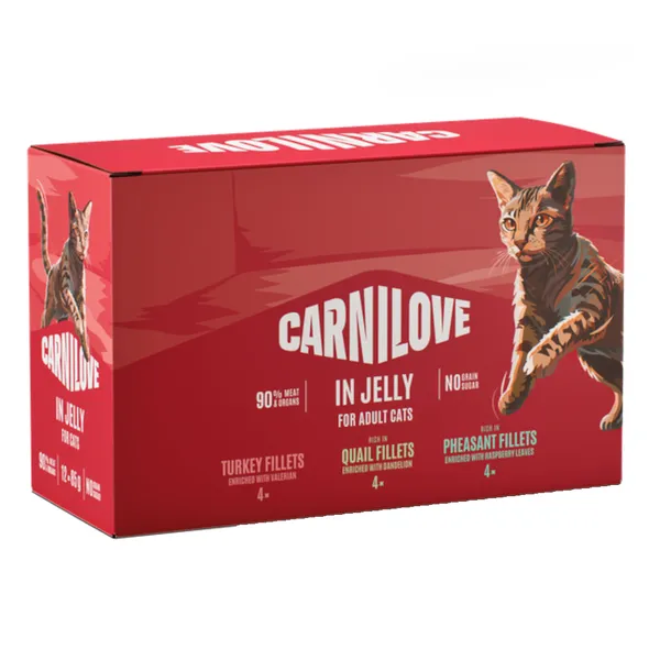 12x85g lot assorti en gelée (3 variétés) Carnilove Cat Pouch