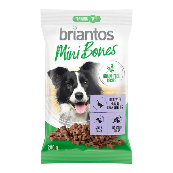 Briantos Mini Bones 200 g, sans céréales pour chien - saumon, carottes, thym