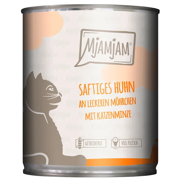 800g de poulet juteux aux carottes délicieuses MjAMjAM nourriture pour chat humide