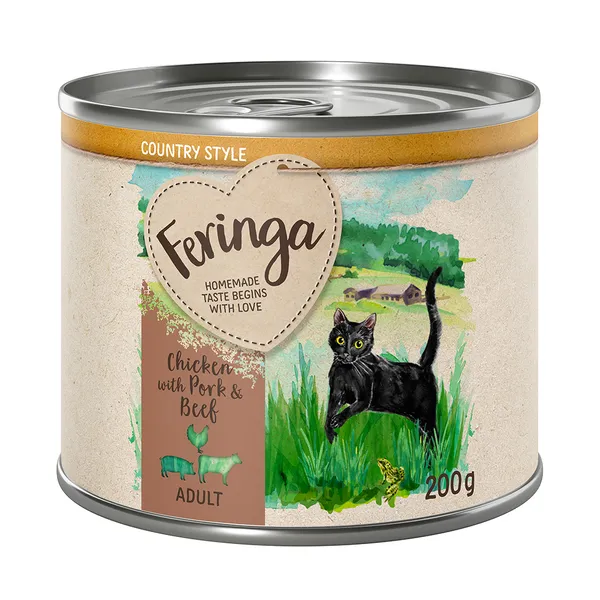Feringa Country Style 6 x 200 g pour chat - poulet, porc, bœuf
