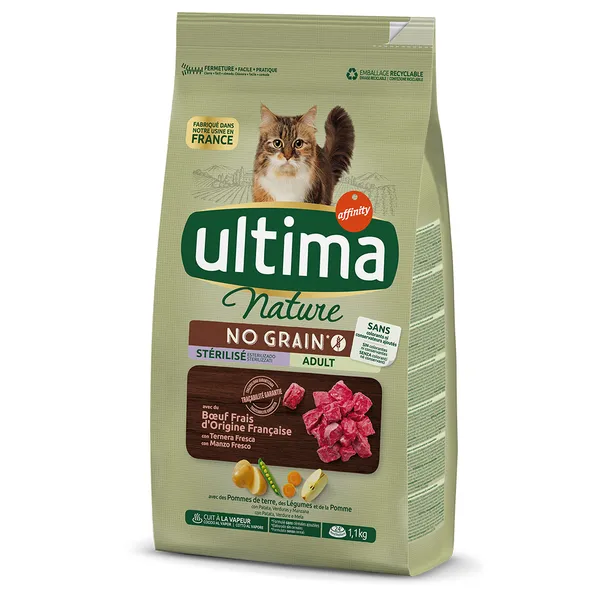 Ultima Nature No Grain Sterilisé bœuf - Croquettes pour chat