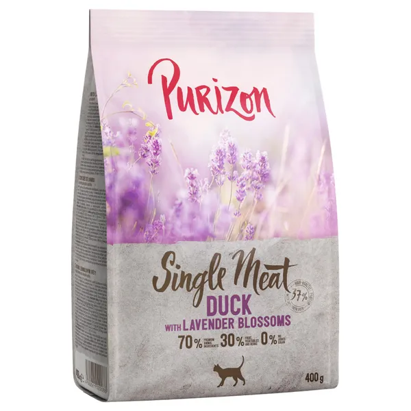 Single Meat canard, fleurs de lavande sans céréales Purizon Croquettes pour chat : -20 % !