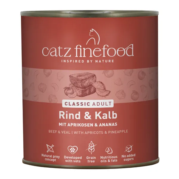 Lot catz finefood 24 x 800 g pour chat - boeuf, veau