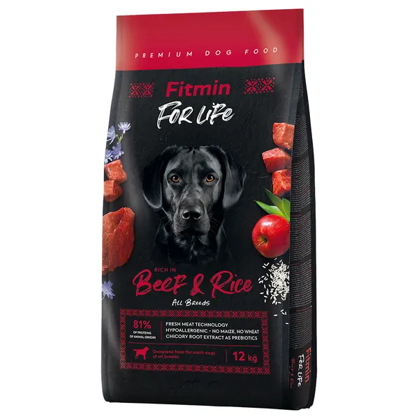 Fitmin chien pour la vie, boeuf et riz - 12 kg
