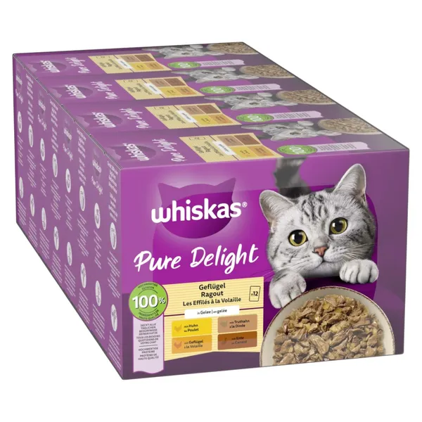 Jumbopack Whiskas 1+ Marmiton Sélection de volaille en gelée - Pâtée pour chat