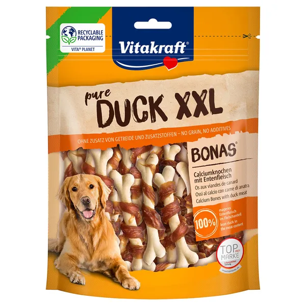 Vitakraft pure DUCK XXL Bonas Os de calcium au canard pour chien - 2 x 200 g