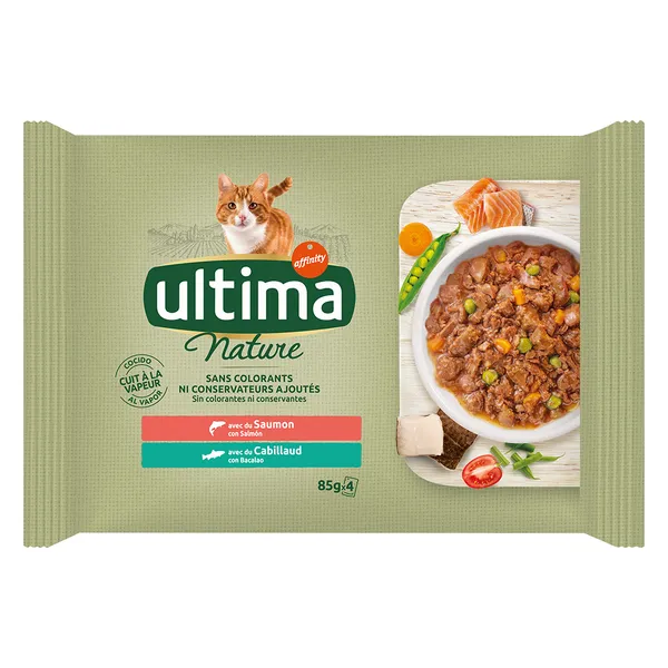 Ultima Cat Nature 12 x 85 g pour chat - saumon, cabillaud