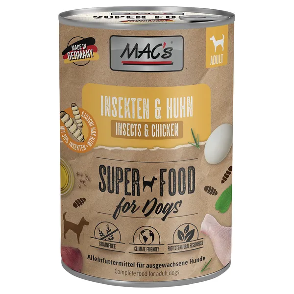 Lot MAC's 24 x 400 g insectes pour chien - insectes, poulet