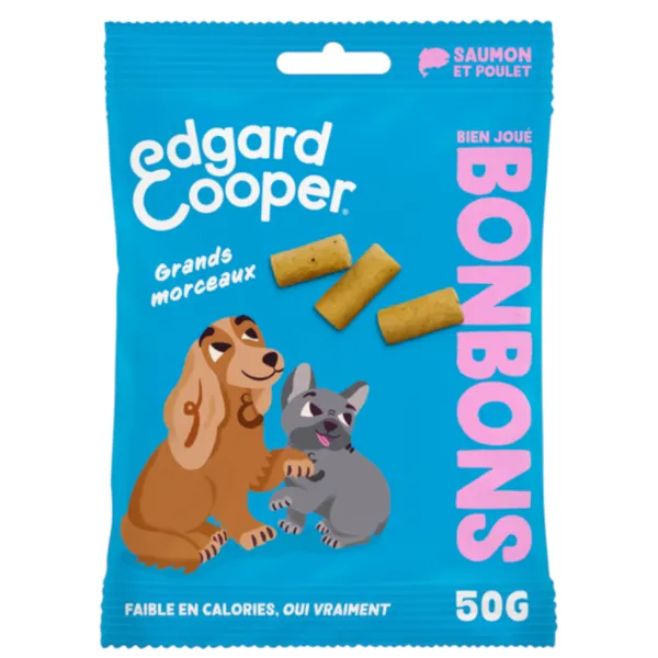 Friandises Edgard & Cooper Bonbons Grands morceaux pour chien - saumon, poulet (50 g)