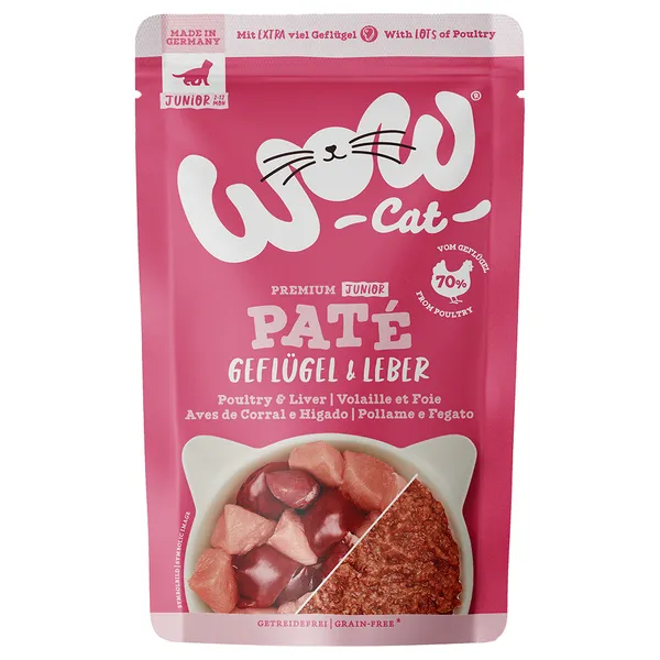 WOW Cat Junior 12 x 125 g pour chaton - volaille, foie