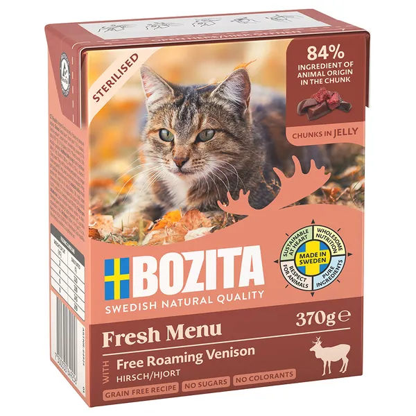 Bozita Tetra Bouchées en gelée 6 x 370 g pour chat - Sterilised cerf