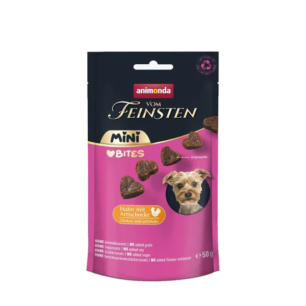 10 x 50 g mini bouchées Animonda vom Feinsten adulte saveur poulet à l’artichaut, friandises pour chien