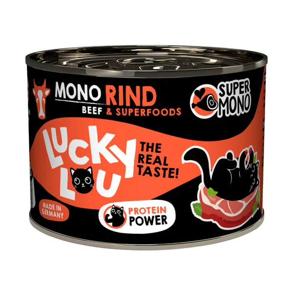 200g SuperMono boeuf Lucky Lou nourriture humide pour chats