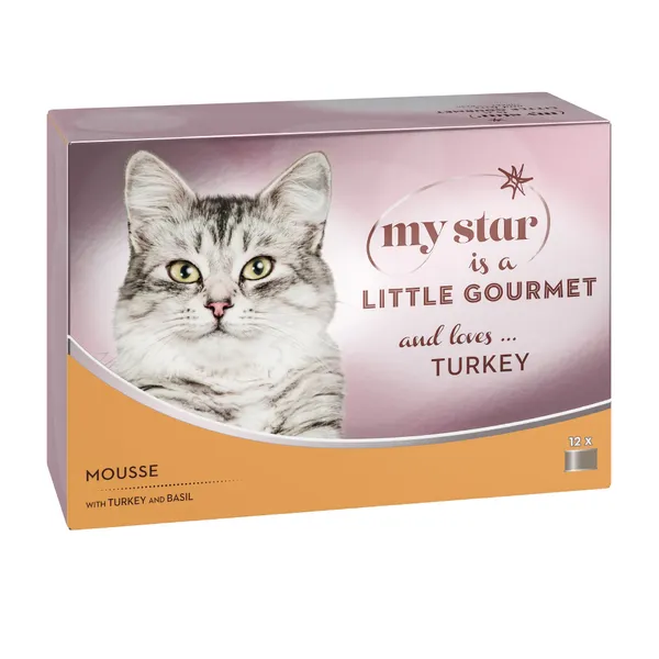 My Star is a little Gourmet Mousse thon, basilic - Sachet pour chat