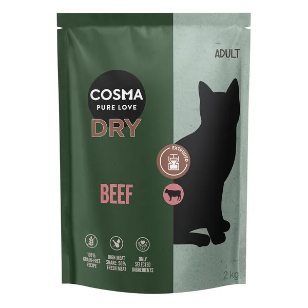 2x2kg extrudées au bœuf Cosma Croquettes pour chat