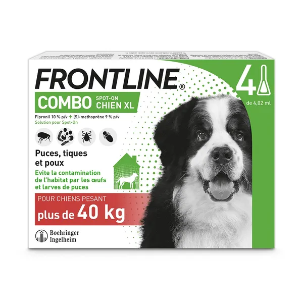Pipettes XL FRONTLINE Combo Chien 40-60 kg - Antiparasitaire pour chien
