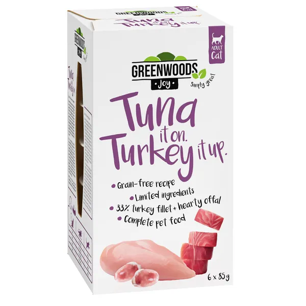 Greenwoods Joy filet de dinde, thon - Pâtée pour chat