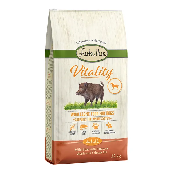 Vitality Lukullus Système immunitaire sanglier (sans céréales) pour chien - 2 x 12 kg