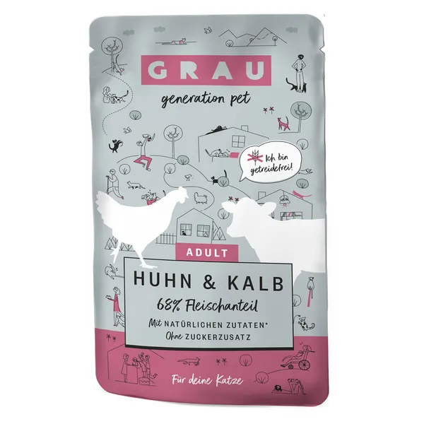 Grau Bouchées gourmandes poulet, veau - Pâtée pour chat