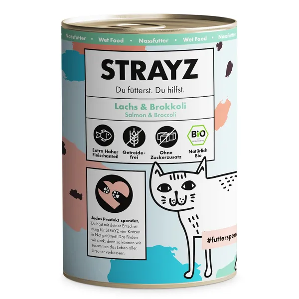 400g STRAYZ BIO saumon bio & brocoli nourriture pour chat humide