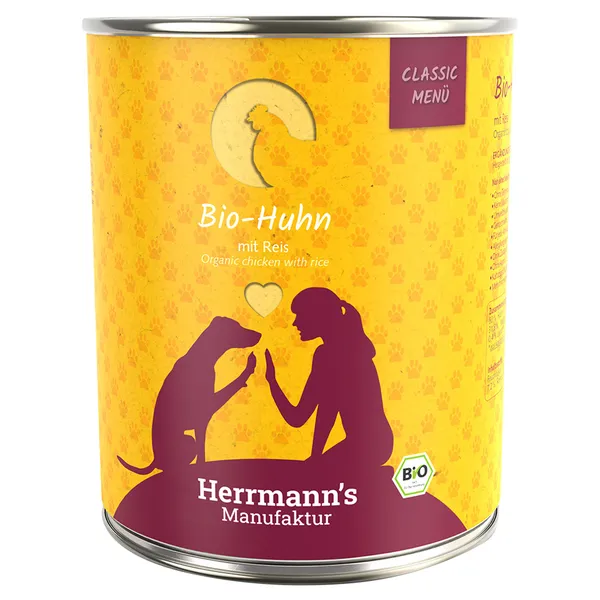 Herrmann's Menu Bio Classic 6 x 800 g - poulet bio, riz bio